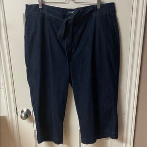 Modcloth dark denim plus size wide leg cropped pants capris women’s size 24